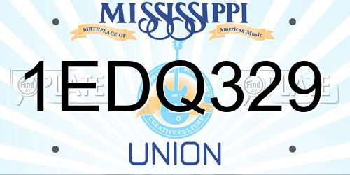 1EDQ329 Mississippi License Plate
