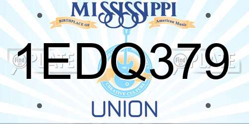 1EDQ379 Mississippi License Plate