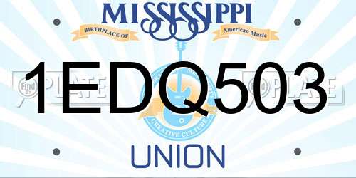 1EDQ503 Mississippi License Plate