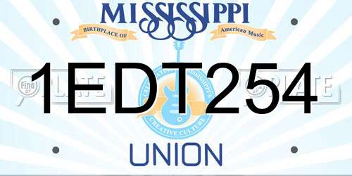 1EDT254 Mississippi License Plate