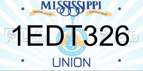 1EDT326 Mississippi License Plate