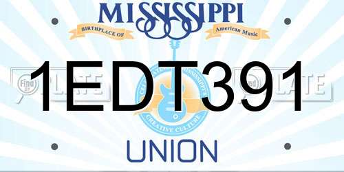 1EDT391 Mississippi License Plate