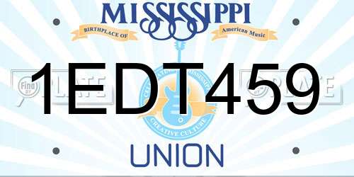 1EDT459 Mississippi License Plate