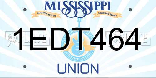 1EDT464 Mississippi License Plate