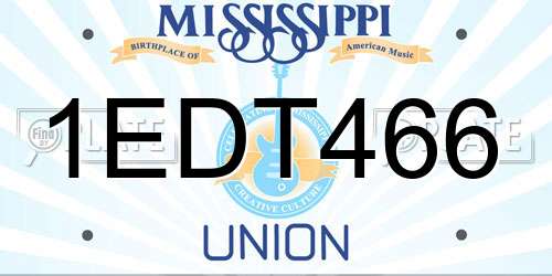 1EDT466 Mississippi License Plate