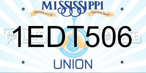 1EDT506 Mississippi License Plate