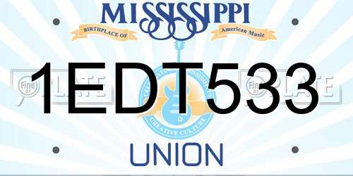 1EDT533 Mississippi License Plate