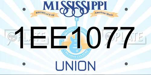 1EE1077 Mississippi License Plate