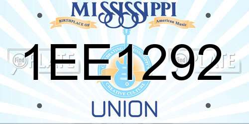 1EE1292 Mississippi License Plate