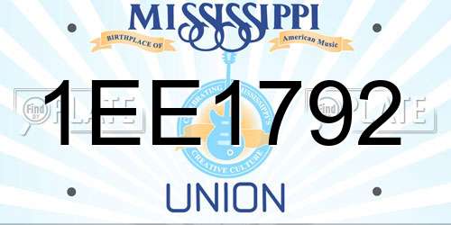 1EE1792 Mississippi License Plate