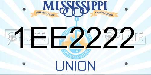 1EE2222 Mississippi License Plate