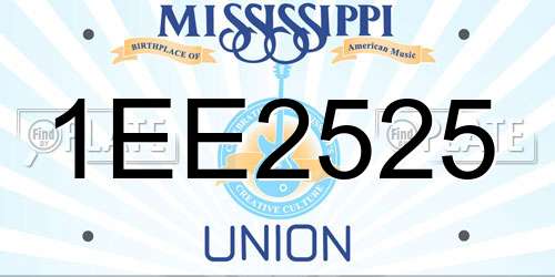1EE2525 Mississippi License Plate