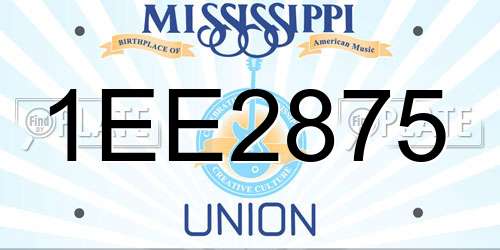 1EE2875 Mississippi License Plate