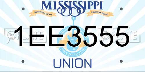 1EE3555 Mississippi License Plate