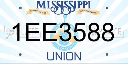 1EE3588 Mississippi License Plate