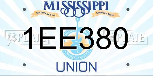 1EE380 Mississippi License Plate
