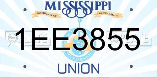 1EE3855 Mississippi License Plate