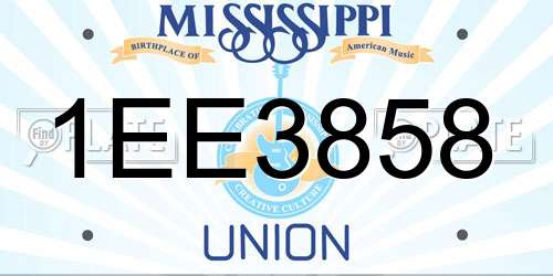 1EE3858 Mississippi License Plate