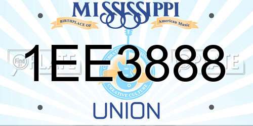 1EE3888 Mississippi License Plate