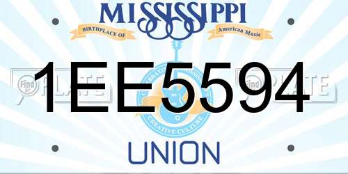 1EE5594 Mississippi License Plate