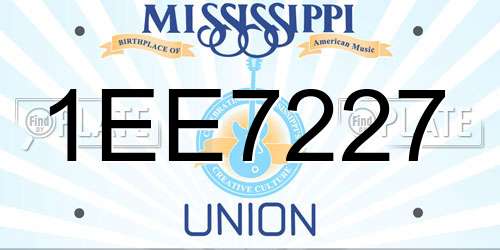 1EE7227 Mississippi License Plate