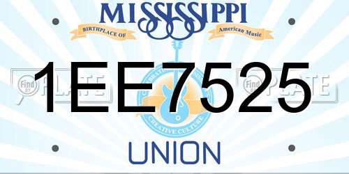 1EE7525 Mississippi License Plate