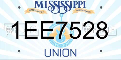 1EE7528 Mississippi License Plate