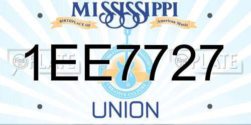 1EE7727 Mississippi License Plate