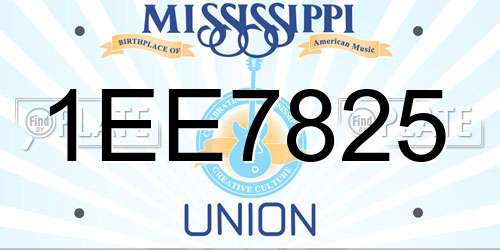 1EE7825 Mississippi License Plate