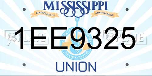 1EE9325 Mississippi License Plate