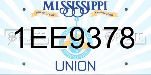 1EE9378 Mississippi License Plate