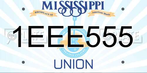 1EEE555 Mississippi License Plate