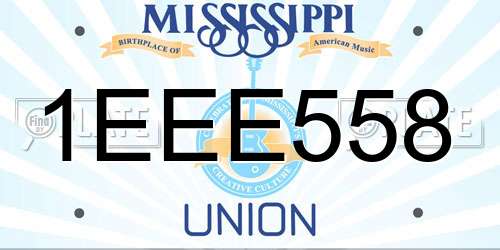 1EEE558 Mississippi License Plate