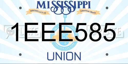 1EEE585 Mississippi License Plate