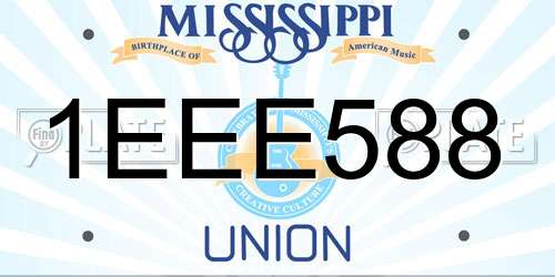 1EEE588 Mississippi License Plate
