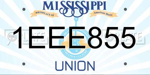 1EEE855 Mississippi License Plate