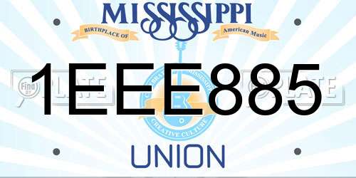 1EEE885 Mississippi License Plate