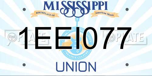 1EEI077 Mississippi License Plate