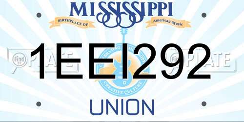 1EEI292 Mississippi License Plate