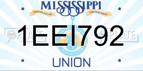 1EEI792 Mississippi License Plate