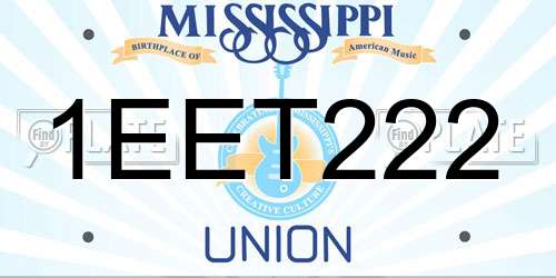 1EET222 Mississippi License Plate