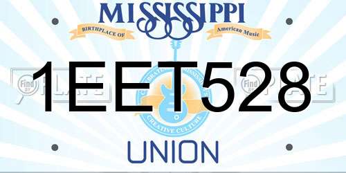 1EET528 Mississippi License Plate