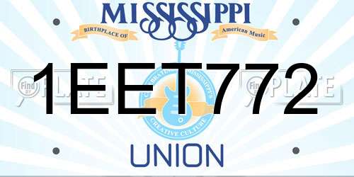1EET772 Mississippi License Plate