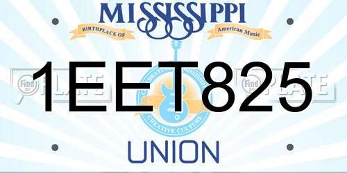 1EET825 Mississippi License Plate