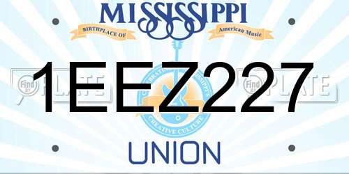 1EEZ227 Mississippi License Plate