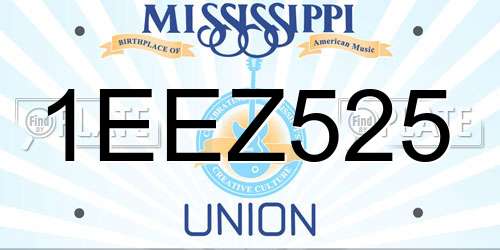 1EEZ525 Mississippi License Plate