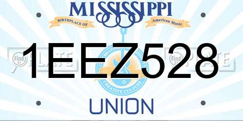 1EEZ528 Mississippi License Plate