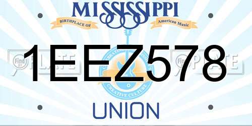 1EEZ578 Mississippi License Plate
