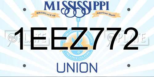 1EEZ772 Mississippi License Plate
