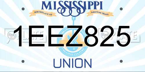 1EEZ825 Mississippi License Plate